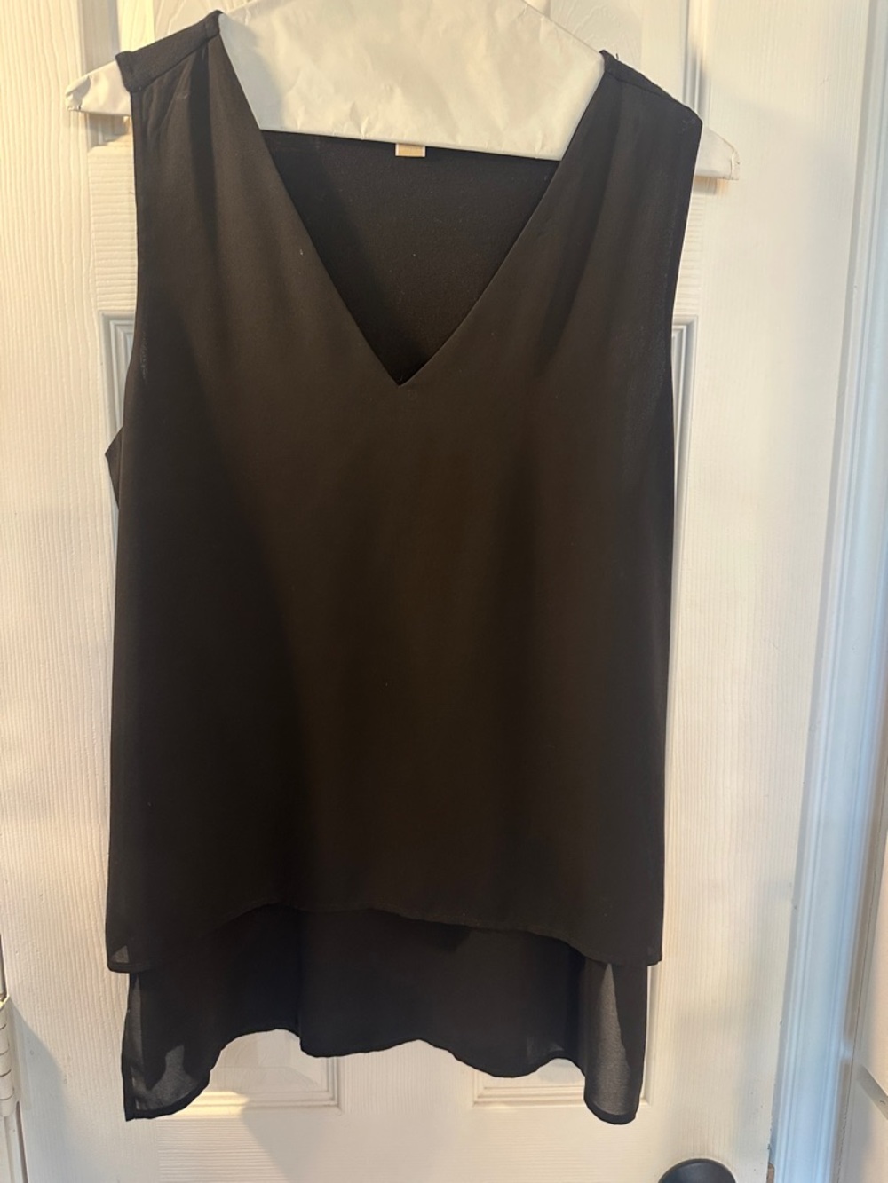 Black Michael Kors V Neck Layered Sleeveless Top - Women Medium